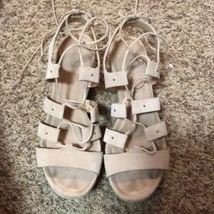 Michael Kors Nude lace up wedges! Size 9.5